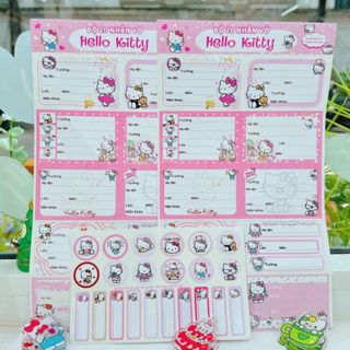 LEAFBOOK Set 20 Nhãn Dán Tên Học Sinh Kèm Sticker Trang Trí Dễ Thương – Shin, Chiikawa, Hello Kitty, Miffy