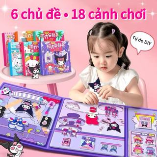 Bộ sách dán nam châm không tiếng ồn chủ đề Sanrio - Đồ chơi giáo dục sáng tạo - Bộ sưu tập Sanrio
