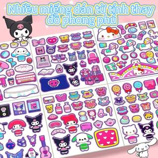 Bộ sách dán nam châm không tiếng ồn chủ đề Sanrio - Đồ chơi giáo dục sáng tạo - Bộ sưu tập Sanrio