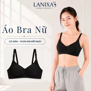 Áo ngực nữ không gọng đêm mút mỏng ôm ngực mềm mại chất cotton co dãn thấm hút mồ hôi LANIXA A414