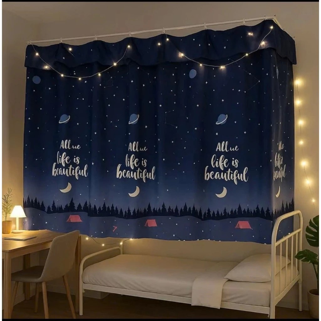 RIDO Rèm Cửa Ngăn Phòng Che Nắng Phòng Ngủ Có Móc Treo Vải Cotton Poly Nhiều Kích Thước