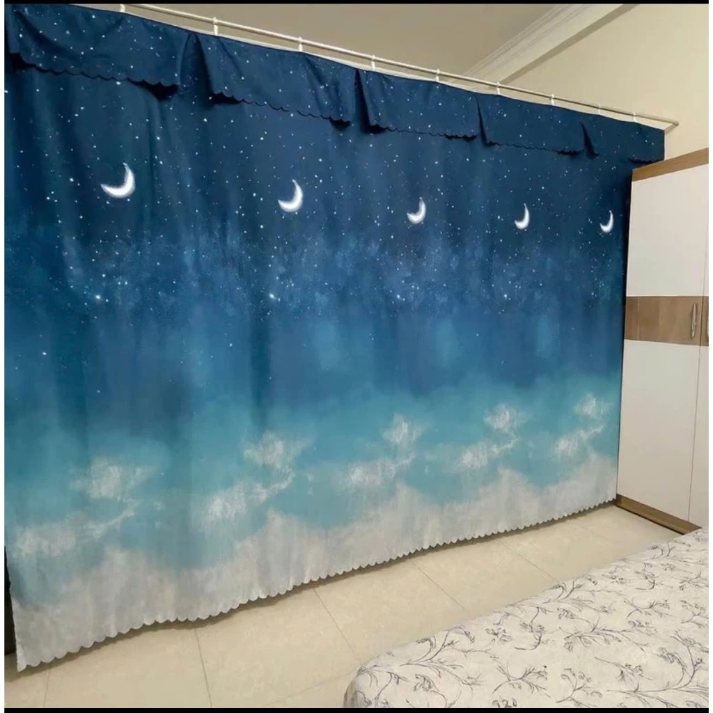 RIDO Rèm Cửa Ngăn Phòng Che Nắng Phòng Ngủ Có Móc Treo Vải Cotton Poly Nhiều Kích Thước