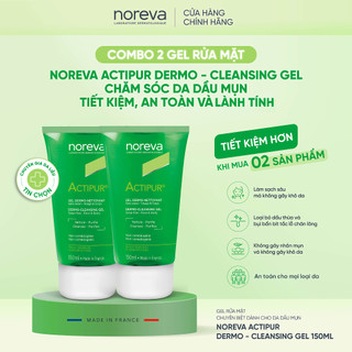 Combo sản phẩm chăm sóc da dầu mụn giúp sạch sâu và an toàn Noreva Actipur Dermo-Cleansing Gel 150ml