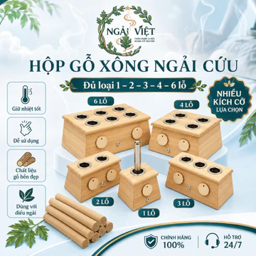 Hộp Gỗ Xông Ngải Cứu 1 2 3 4 6 Lỗ, Hộp Xông Hơ Ngải Bằng Gỗ, Dụng Cụ Hơ Ngải Cứu Giữ Nhiệt Tại Nhà
