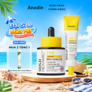 Combo Serum + Kem dưỡng dưỡng sáng, mờ thâm nám Goldnexamic 10x Anodin - Skin Studio