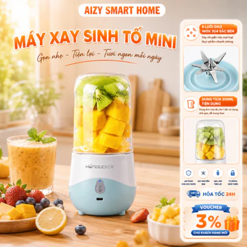 Máy Xay Sinh Tố Mini Cầm Tay, Máy Xay Hoa Quả Sạc USB Nhỏ Gọn ,Máy Xay Sinh Tố Mini Đa Năng 6 Lưỡi