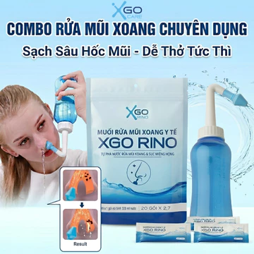 Combo bình rửa mũi và muối xịt rửa mũi làm sạch khoang mũi loại bỏ bụi bẩn phấn hoa ngứa mũi giảm xoang hiệu quả