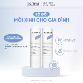 Combo 2 Son dưỡng mềm mại tự nhiên Noreva Aquareva Lip Balm 4g cho cả gia đình