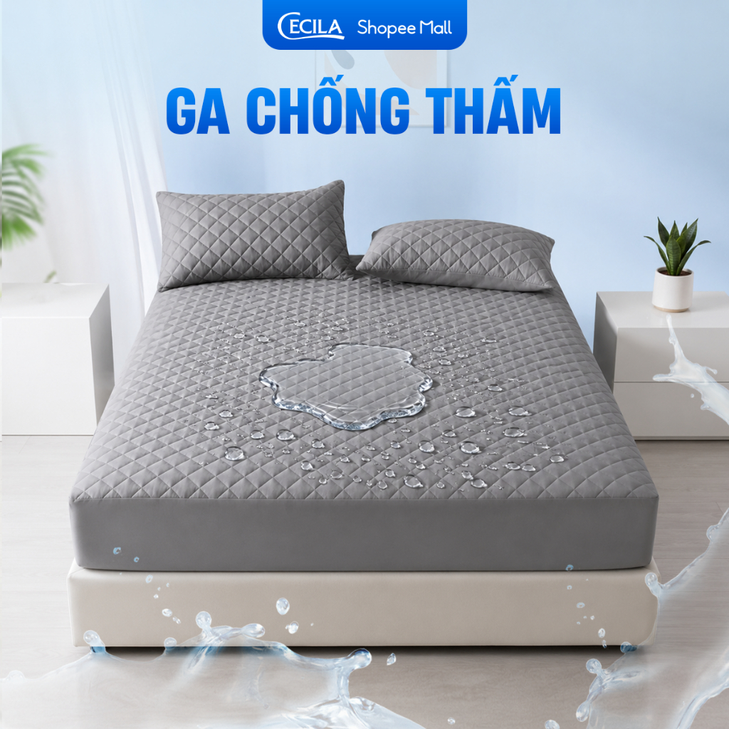 Ga chống thấm nước TPU CECILA bọc đệm mềm mại thoáng khí an toàn cho da, không xột xoạt bọc cho nệm từ 5-20cm