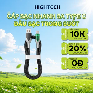 Cáp Sạc Nhanh Type-C 6A HT-DC13 Thiết Kế Đầu Sạc Trong Suốt, Dây Bện Dù Chắc Chắn - HIGHTECH HOUSE