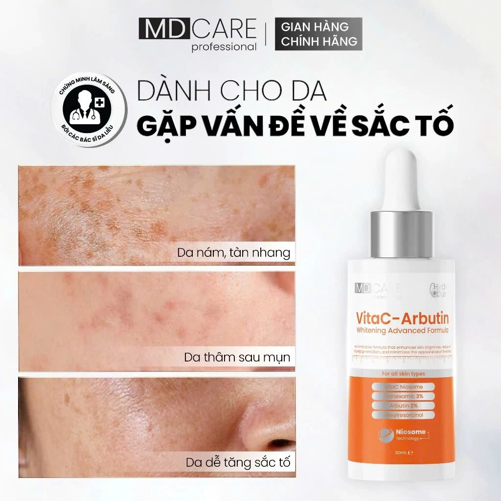 Serum MD CARE VitaC-Arbutin Serum – Whitening Advanced Formula 30ml sáng da, chống lão hóa
