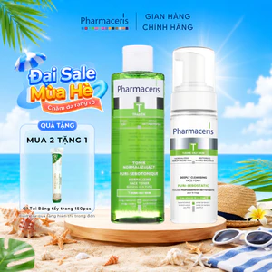 Bộ đôi Bọt rửa mặt và Toner cho da dầu mụn Pharmaceris PURI-SEBOSTATICS chai 150ml - Skin Studio