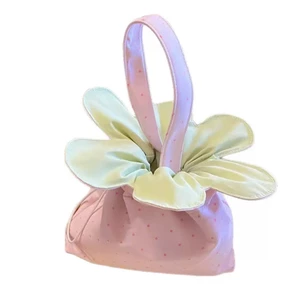 Túi Xách Tay Vải Dáng Hoa Tulip Độc Đáo - Túi Rút Dây Hoạ Tiết Chấm Bi Đáng Yêu Phong Cách Hàn Quốc Mới