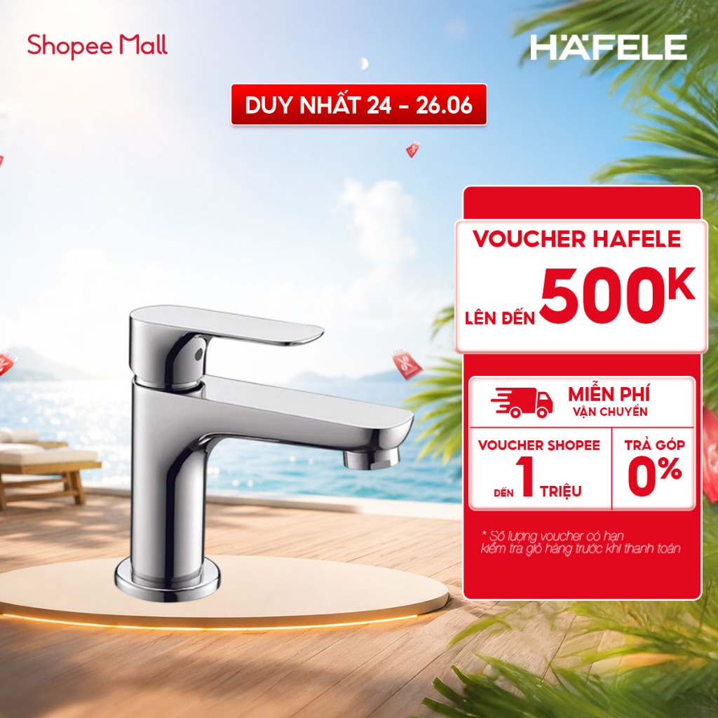 Vòi Lavabo Rửa Mặt Nước Lạnh Hafele Lõi Đồng – Không Gỉ – BH 2 Năm