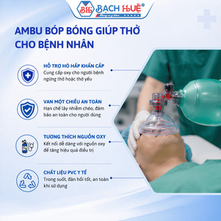 Ambu bóp bóng giúp thở Greetmed người lớn và trẻ em, sơ sinh - Hỗ trợ hô hấp khẩn cấp, an toàn & dễ dử dụng