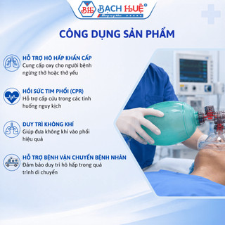 Ambu bóp bóng giúp thở Greetmed người lớn và trẻ em, sơ sinh - Hỗ trợ hô hấp khẩn cấp, an toàn & dễ dử dụng