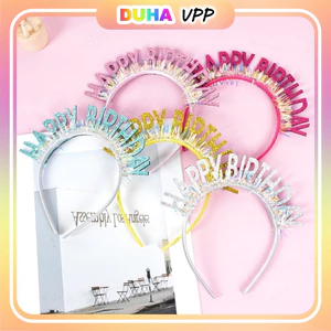 Bờm Tóc Happy Birthday Nhiều Màu Sắc - Cài Tóc, Băng Đô Sinh Nhật DUHA 003