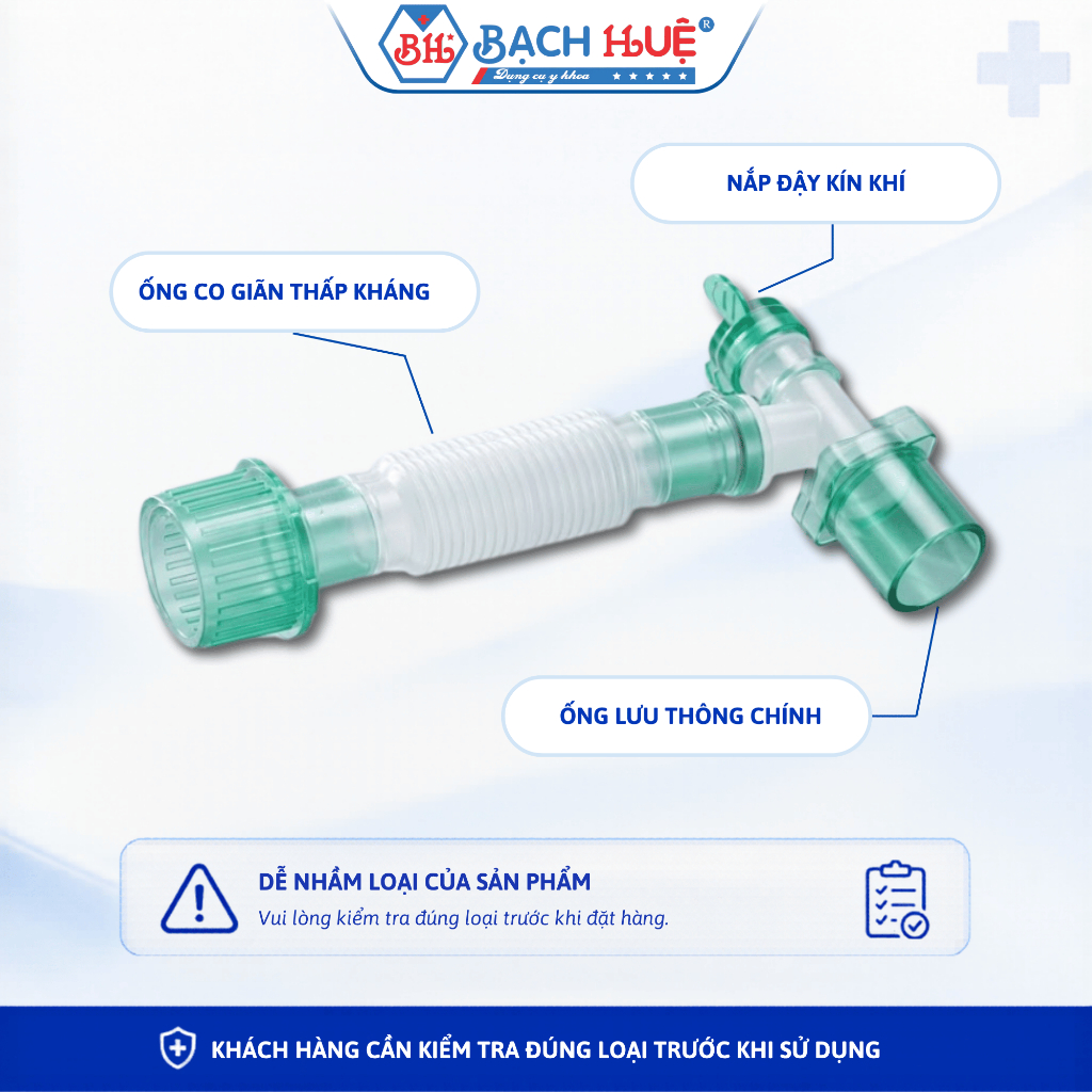 Ống Nẫng Nối Dây Máy Thở Catheter Mount Co Giãn - Khớp Xoay 360 Độ Tiện Lợi (Gói 1 Cái)
