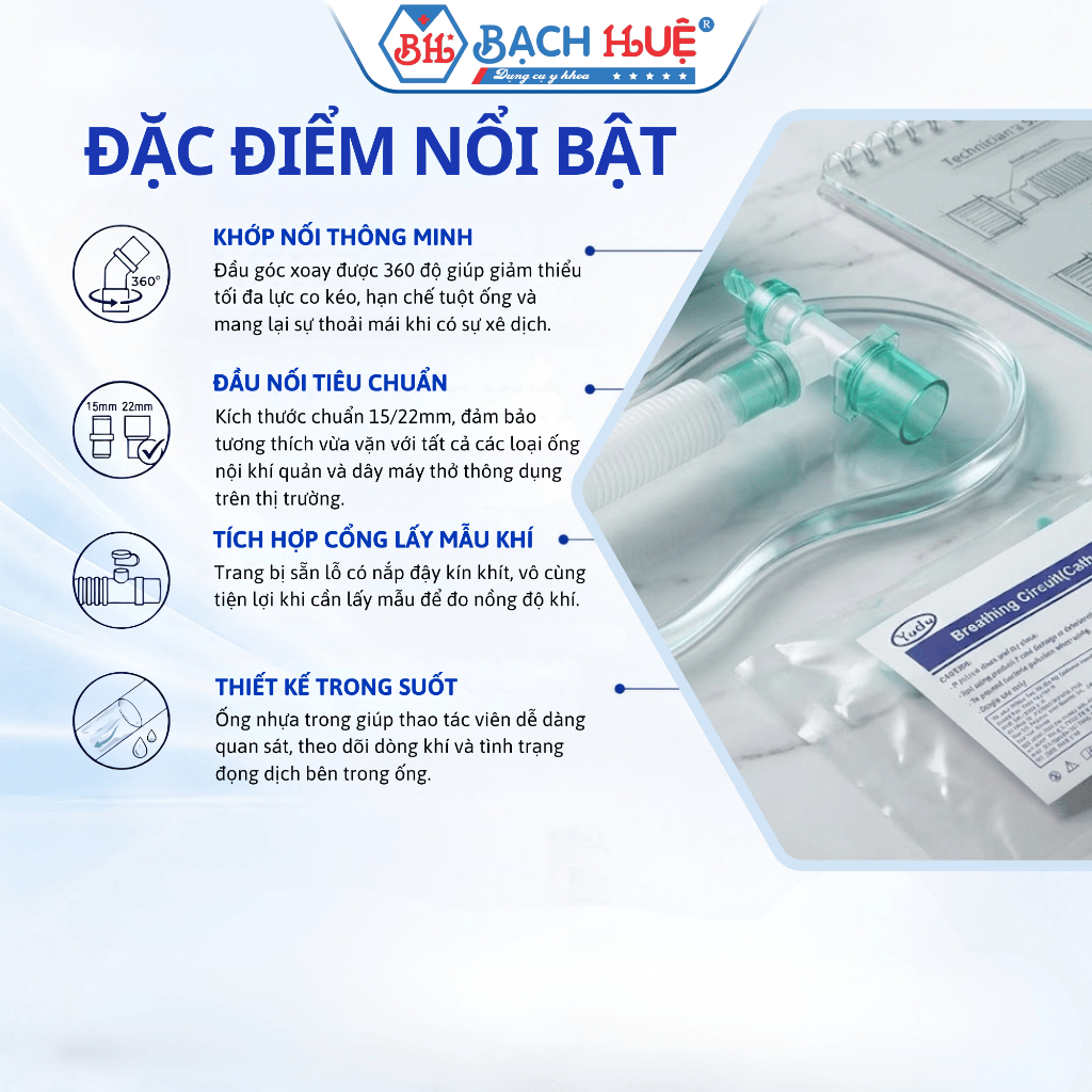 Ống Nẫng Nối Dây Máy Thở Catheter Mount Co Giãn - Khớp Xoay 360 Độ Tiện Lợi (Gói 1 Cái)