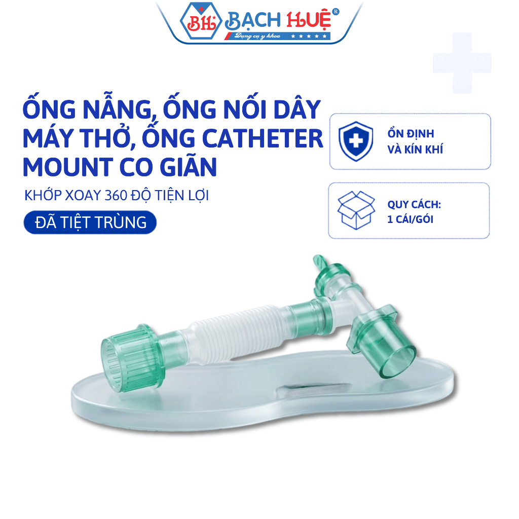 Ống Nẫng Nối Dây Máy Thở Catheter Mount Co Giãn - Khớp Xoay 360 Độ Tiện Lợi (Gói 1 Cái)