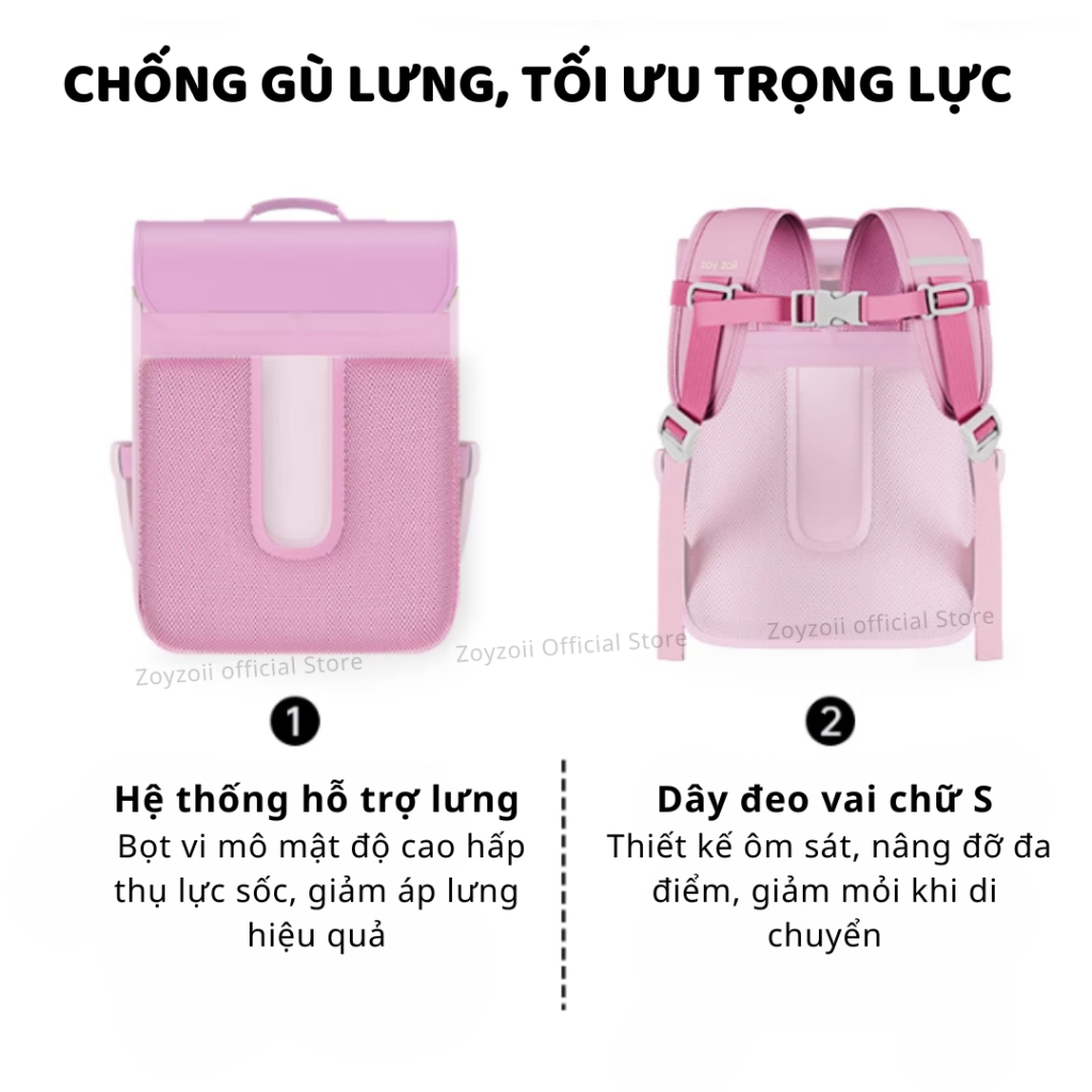 Balo Tiểu Học Zoyzoii Chống Gù Cho Bé Trai Bé Gái Cặp Đi Học Cấp 1 Lớp 1 2 3 Chính Hãng