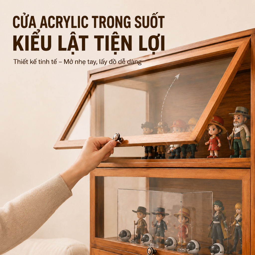 Tủ Trưng Bày Kệ Sách Gỗ Tủ Trang Trí Phòng Ngủ Trưng Bày Figure Tượng Nhỏ Lưu Trữ Đồ Lưu Niệm