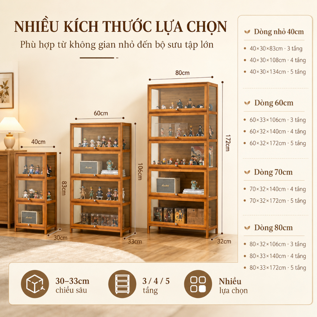 Tủ Trưng Bày Kệ Sách Gỗ Tủ Trang Trí Phòng Ngủ Trưng Bày Figure Tượng Nhỏ Lưu Trữ Đồ Lưu Niệm