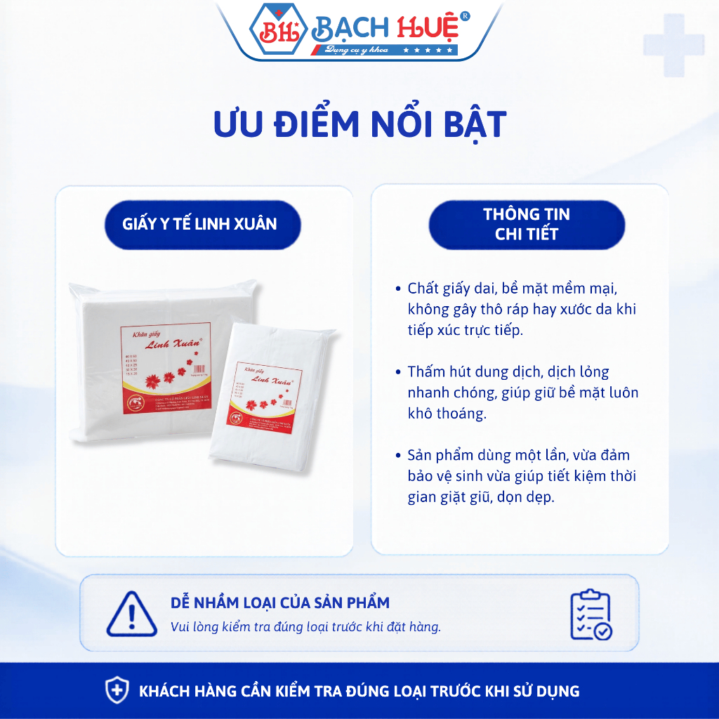 Giấy Y Tế Linh Xuân Bịch 1kg Đa Năng - Giấy Thấm Lót Cho Bé, Khăn Lau Siêu Âm (Size 40x50 / 40x25)