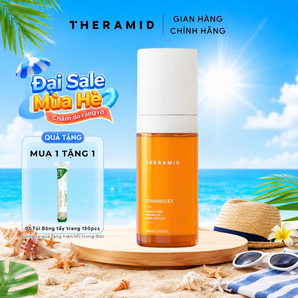 Serum làm sáng da, ngừa lão hóa THERAMID TETRAMID C.E.F.  3 Dạng Vitamin C Ferulic Acid  phức hợp chống oxy hóa, mờ thâm