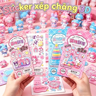Sticker 3D nổi dễ thương hoạ tiết đẹp mắt xếp chồng trang trí sổ tay điện thoại cho bé nhiều mẫu