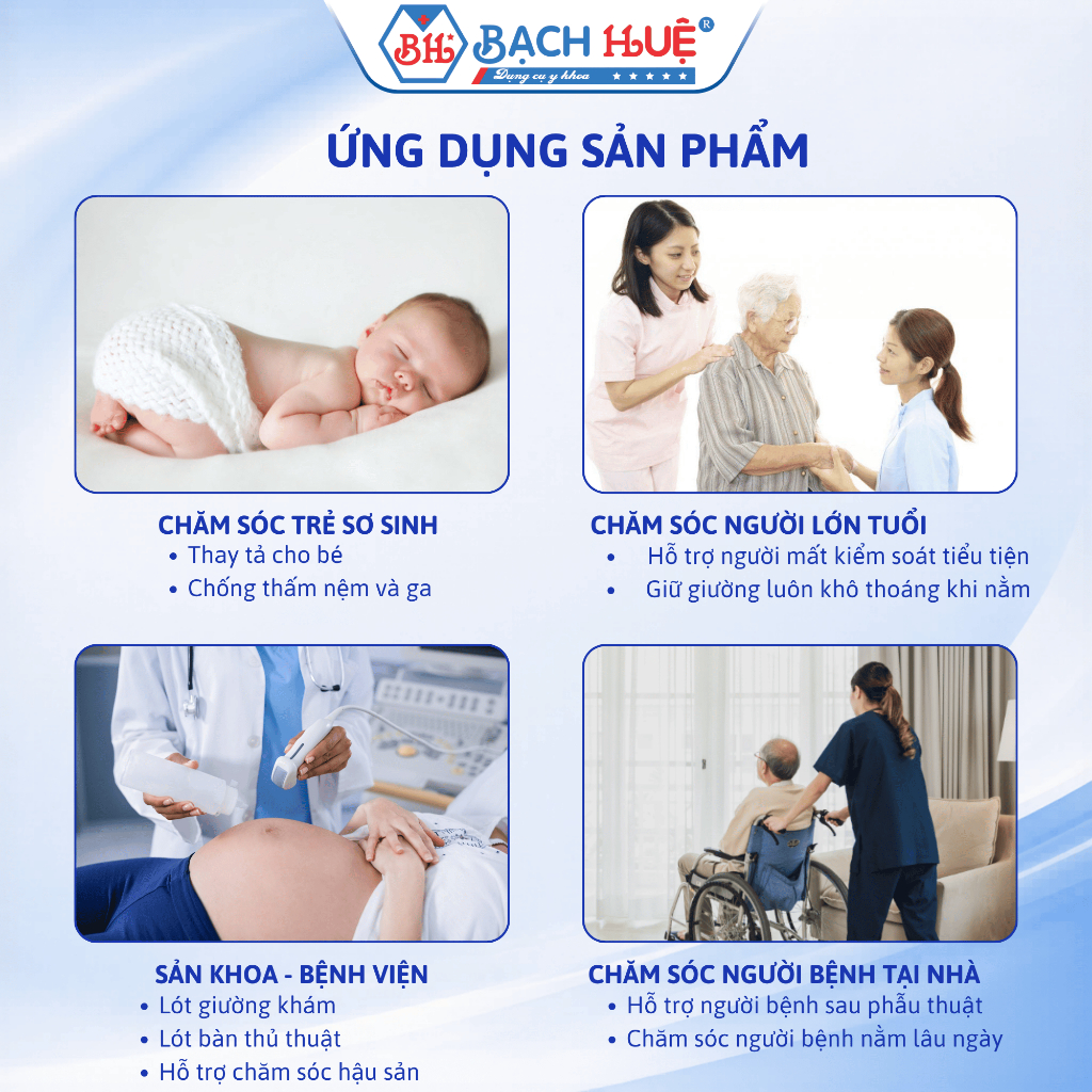 Tấm lót chống thấm Bảo Thạch 40x60cm - Siêu thấm hút, chống tràn dịch hiệu quả, giải pháp chăm sóc vệ sinh