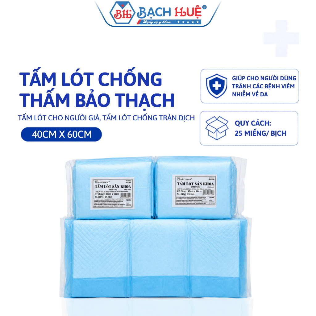 Tấm lót chống thấm Bảo Thạch 40x60cm - Siêu thấm hút, chống tràn dịch hiệu quả, giải pháp chăm sóc vệ sinh
