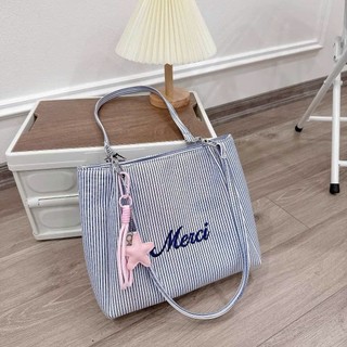(Deal Mở Bán)Túi Tote Đeo Vai Nữ Merci Kẻ Sọc Cao Cấp (Tặng Kèm Charm Sao) Phong Cách Hàn Quốc Thanh Lịch ,Túi Merci 001