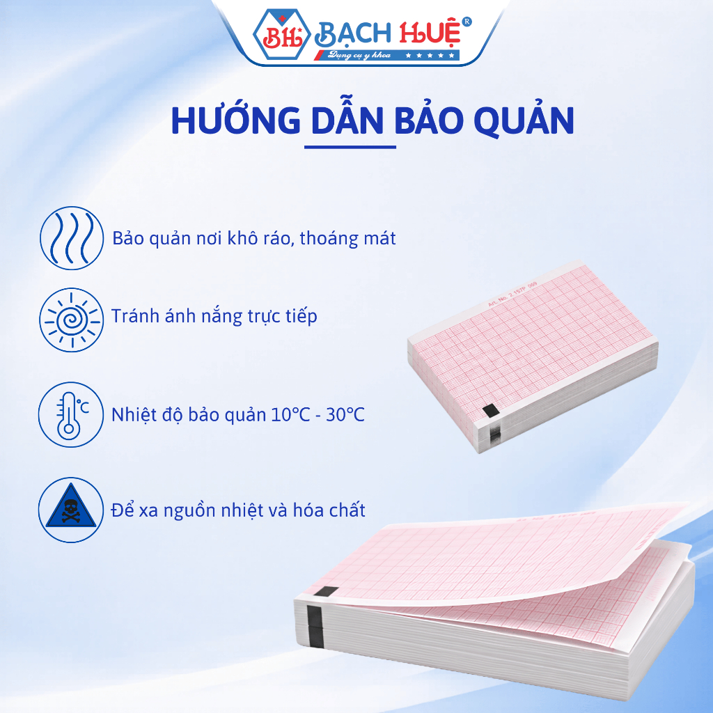 Giấy điện tim EGG dạng xấp 110x140x200 mm - Tờ kẻ sọc dạng xấp, hình ảnh sắc nét, ghi nhận chính xác