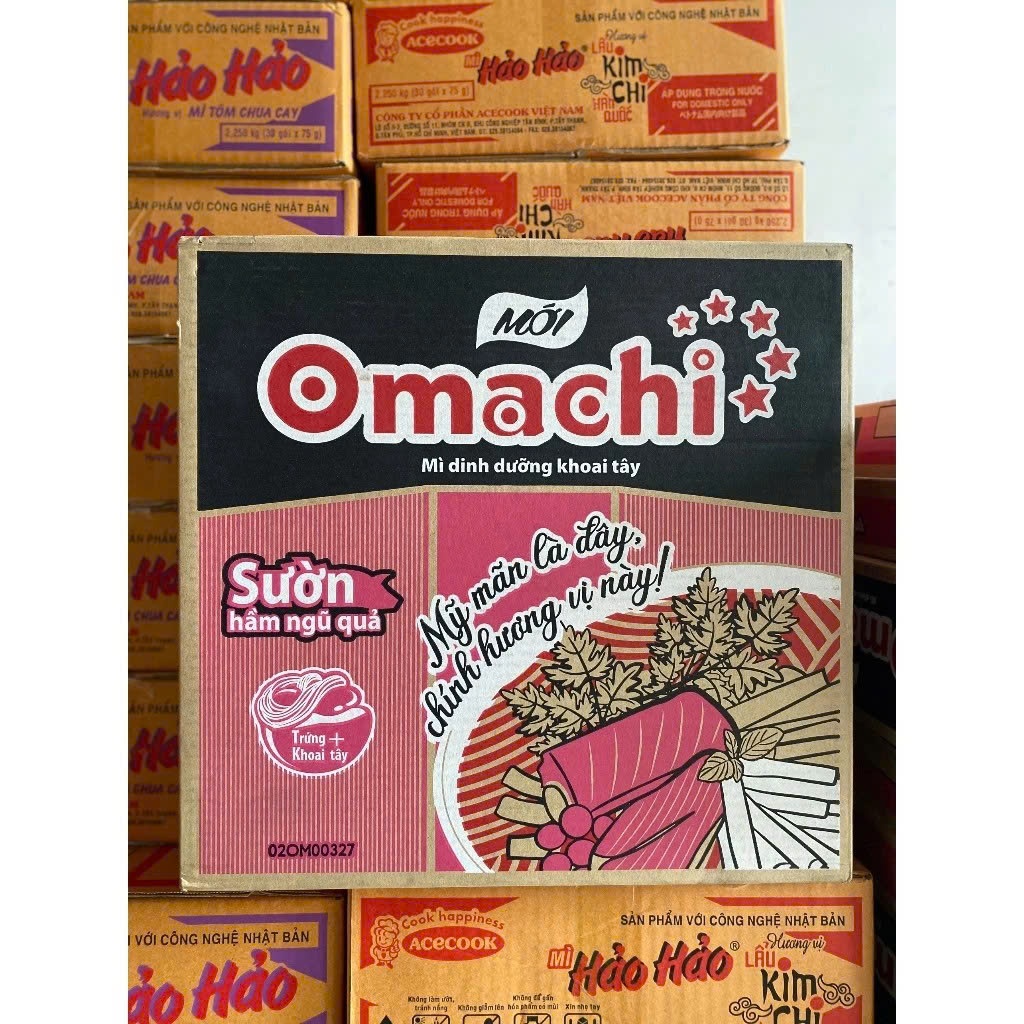 [Chính Hãng] Mì Omachi Xốt Bò Hầm Đậm Đà, Mì Khoai Tây Sợi Dai, Mì Ăn Liền Đậm Vị Cao Cấp, Thùng 30 gói