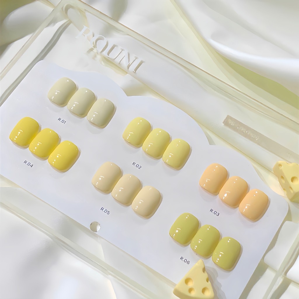 Set ROUni Sơn Gel Thạch Vàng Kem Cloudy Cream Yellow Sơn Gel Nail Màu Vàng Sữa Tôn Da Chuẩn Hàn Quốc