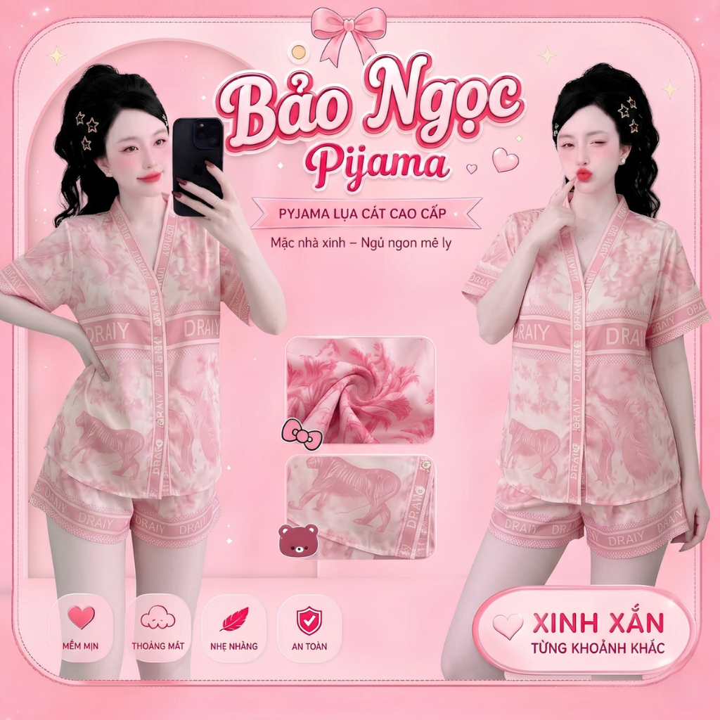 [MẪU HÈ] Bộ Đồ Ngủ Pijama Lụa Cát Mềm Mịn Thiết Kế Thanh Lịch Trẻ Trung Hot Trend 2026