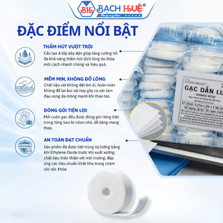 Combo 50 Cuộn Gạc Dẫn Lưu 4 Lớp Bảo Thạch (1cm x 200cm) - Gạc Tai Mũi Họng Đã Tiệt Trùng 4 lớp