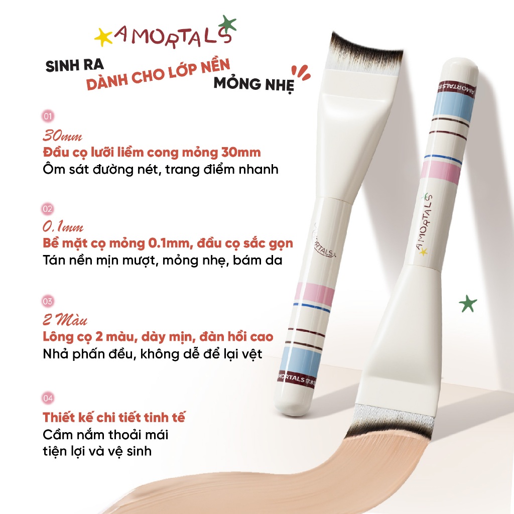 [Hà Linh chọn] Cọ Dàn Nền Amortals Hình Lưỡi Liềm - Đầu Cọ Siêu Mỏng 0.1mm, Tán Nền Siêu Mịn