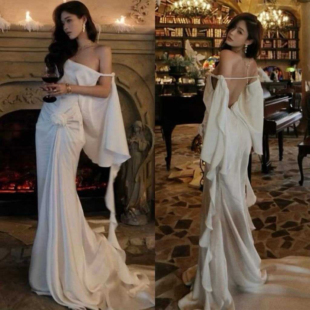 Đầm Maxi Hở Lưng Đi Biển Đính Hoa Eo