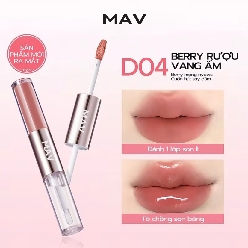 💄[COD]Bền Màu Suốt Ngày!Dễ Dàng Tạo Đẹp! MAV Son Kem Bóng Hai Đầu Tipsy-Lock1.5g Best Seller DO2 & DO4💖