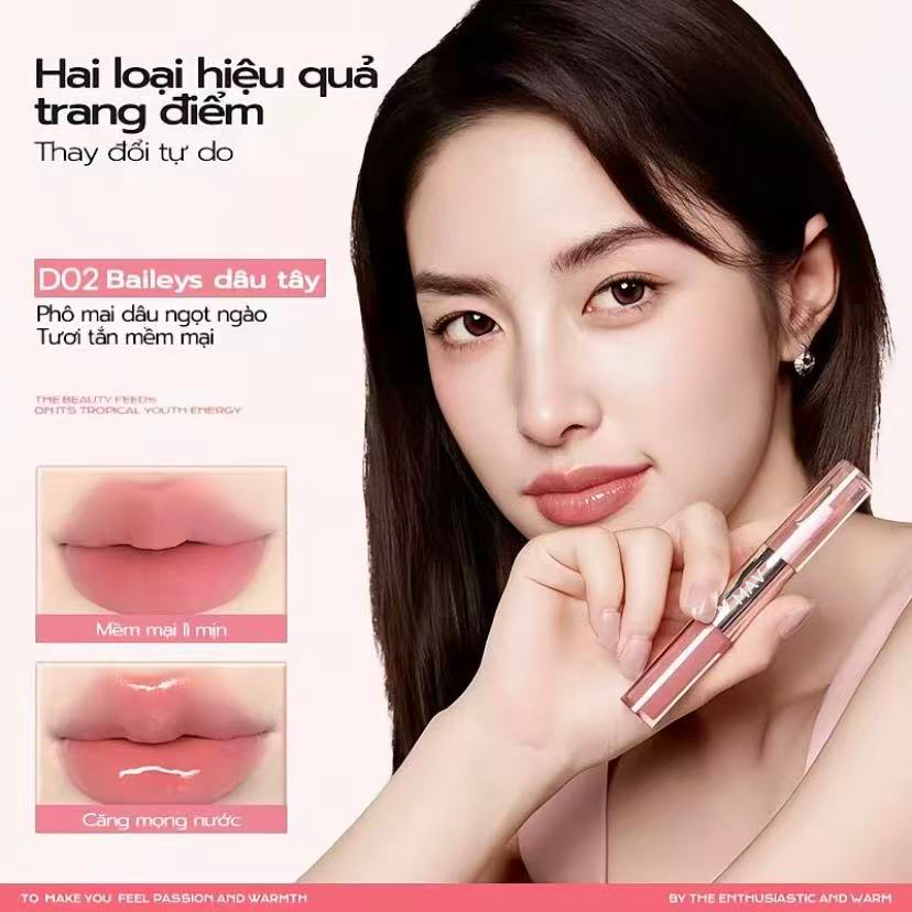 💄[COD]Bền Màu Suốt Ngày!Dễ Dàng Tạo Đẹp! MAV Son Kem Bóng Hai Đầu Tipsy-Lock1.5g Best Seller DO2 & DO4💖
