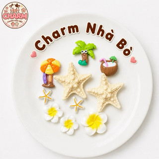Bộ 10 charm SAO BIỂN, charm nhựa cứng - có sẵn đế gắn chủ đề biển dễ thương, gắn dép, túi xách
