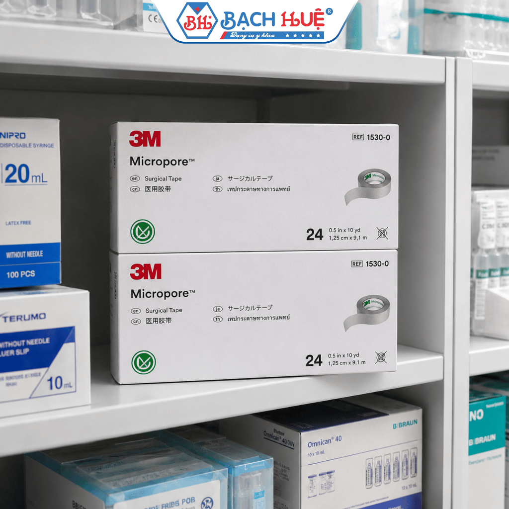 Băng kéo giấy y tế  3M Micropore 1530-0, Dịu nhẹ cho da, cố định chắc chắn hộp 24 cuộn 1,25cmx9.1m
