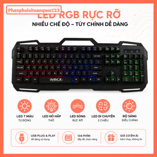 Bàn Phím Giả Cơ iMICE AK-400 LED RGB – 104 Phím Gaming USB Plug & Play Tặng Kèm Chuột Máy Tính