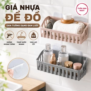 Combo 5 cái Giá nhựa để đồ nhà tắm - Giá để đồ nhà bếp dán tường dạng đan lưới