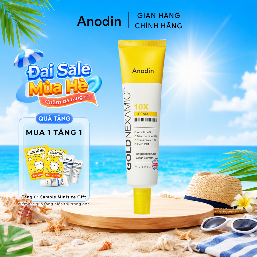 Kem dưỡng ANODIN dưỡng sáng, mờ thâm nám đa tầng Goldnexamic 10X Anodin 35ml - Skin Studio