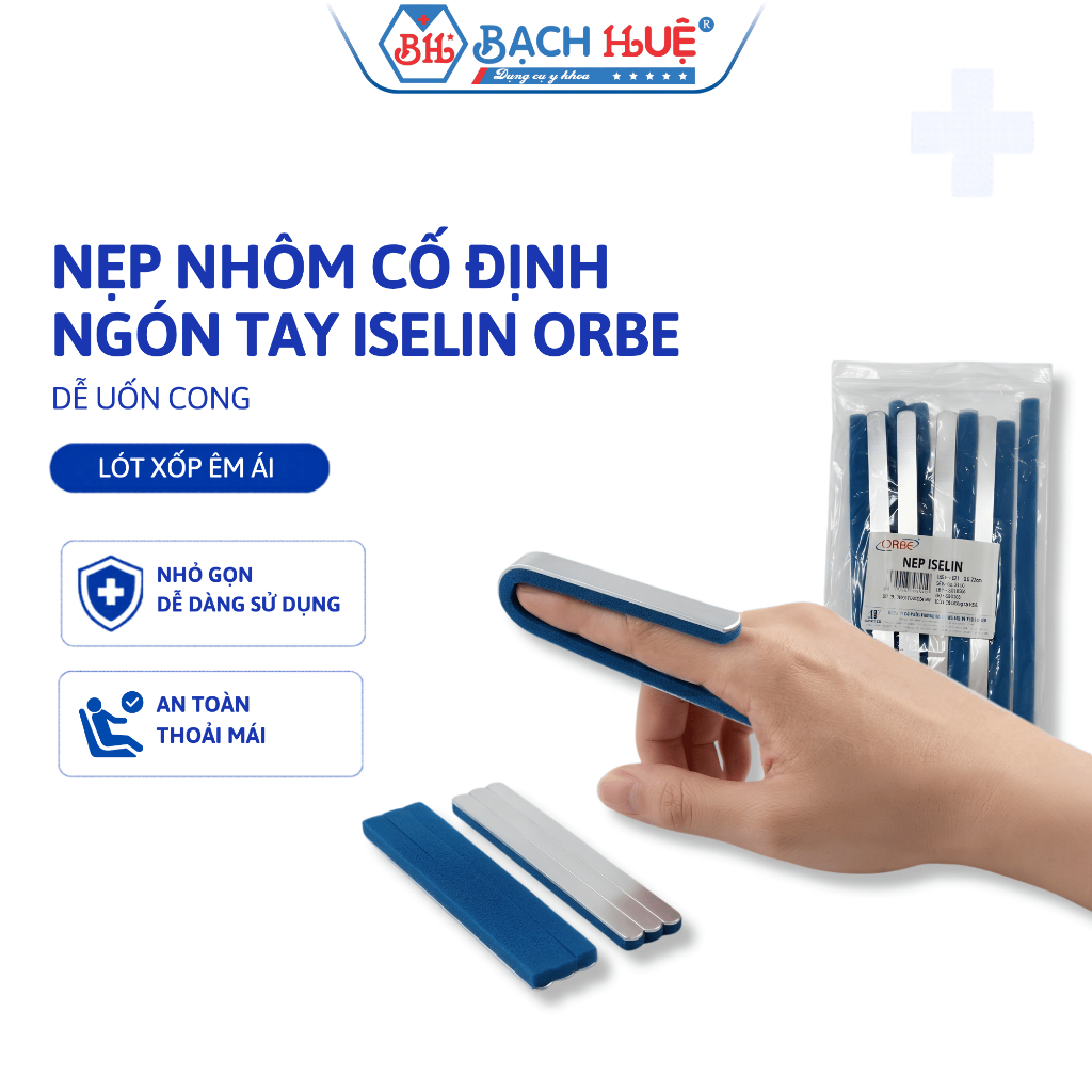 Nẹp Nhôm Cố Định Ngón Tay Iselin Orbe  25cm- Lót Xốp Mềm Thoáng Khí, Dễ Uốn Cong Chất Liệu Hợp Kim Nhôm
