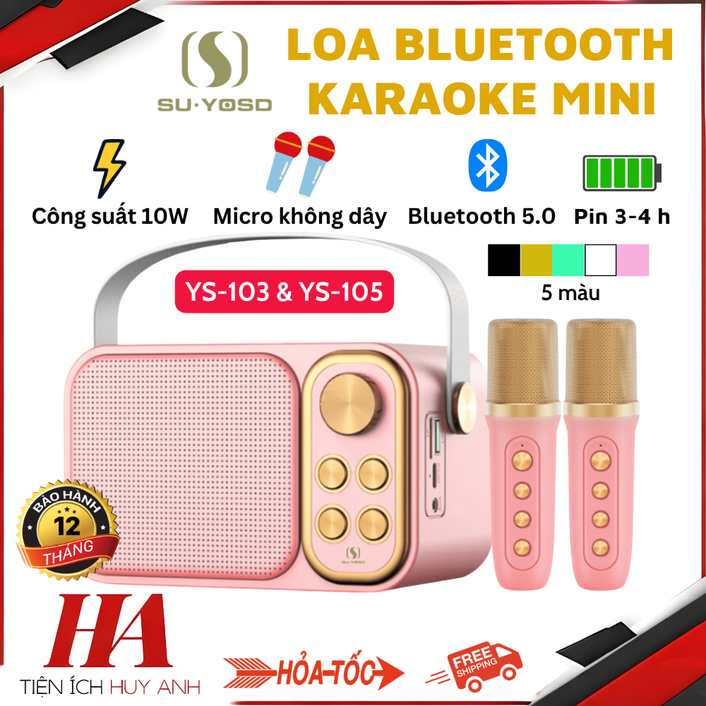 Loa Bluetooth Mini Karaoke Kèm Micro YS-105 và YS-103 SU-YOSD –  Bass cực đã tai , Âm thanh siêu hay