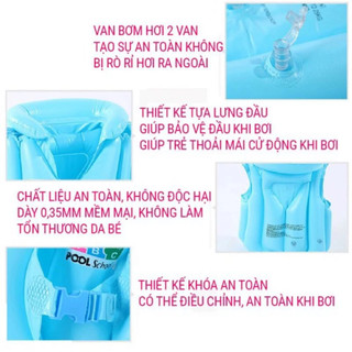 [TẶNG BƠM] Áo Phao Bơi Trẻ Em, Áo Phao Tập Bơi cho bé Từ 1-12 Tuổi, Áo phao Bơm Hơi Cho Bé Có Khóa